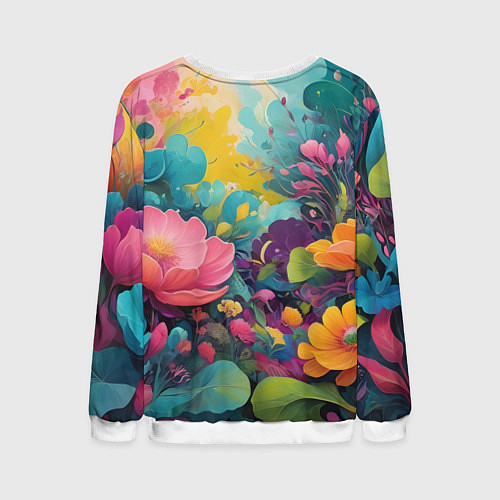 Мужской свитшот Лето красочные цветы / 3D-Белый – фото 2