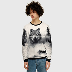 Свитшот мужской Голова серого волка, цвет: 3D-черный — фото 2