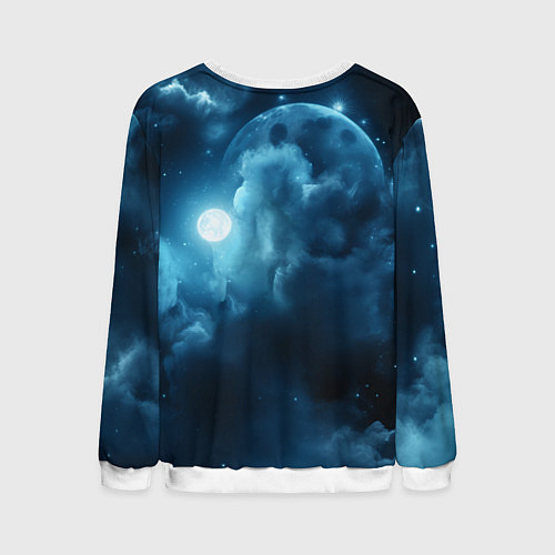 Мужской свитшот Волк ночное синее небо / 3D-Белый – фото 2