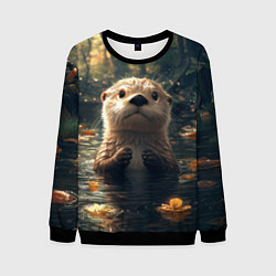 Мужской свитшот Выдра в летнем пруду
