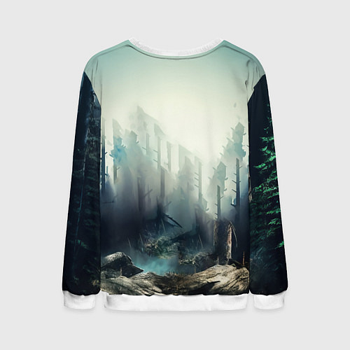 Мужской свитшот Агрессивный бурый медведь / 3D-Белый – фото 2