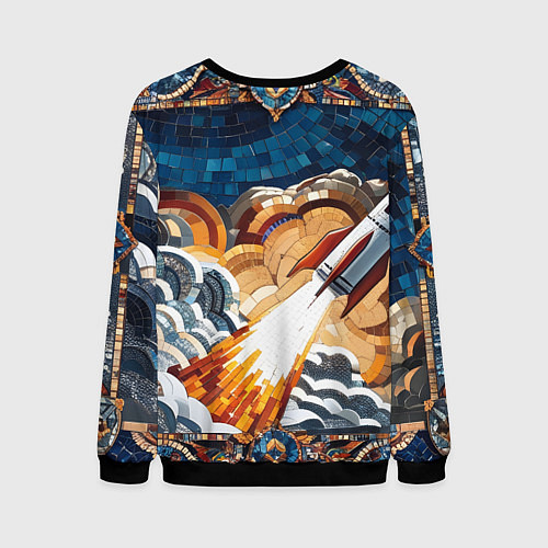 Мужской свитшот Мозаика ракета / 3D-Черный – фото 2