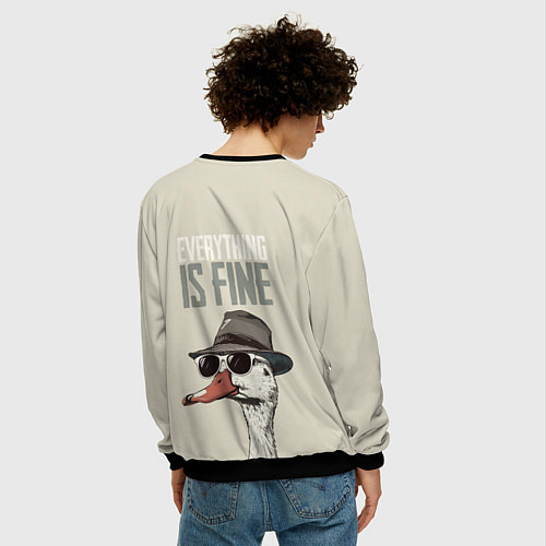 Мужской свитшот Гусь - все хорошо / 3D-Черный – фото 4