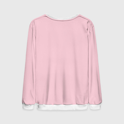 Мужской свитшот Розовый плюшевый мишка со спины в разломе стены / 3D-Белый – фото 2