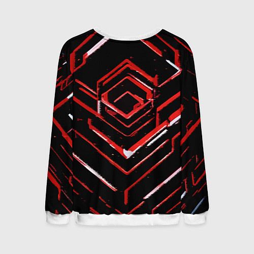 Мужской свитшот Красные смазанные линии на чёрном фоне / 3D-Белый – фото 2