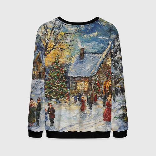 Мужской свитшот Новогодние каникулы картина маслом / 3D-Черный – фото 2