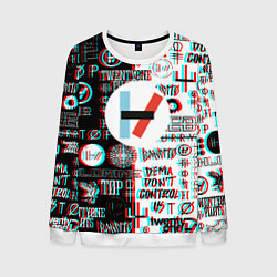 Свитшот мужской Twenty one pilots glitch pattern, цвет: 3D-белый