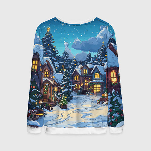 Мужской свитшот Город перед новым годом / 3D-Белый – фото 2