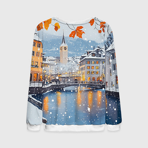 Мужской свитшот Предновогодний Санкт-Петербург / 3D-Белый – фото 2