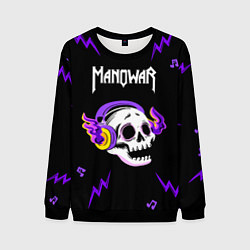 Свитшот мужской Manowar неоновый череп, цвет: 3D-черный