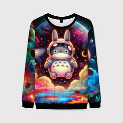 Свитшот мужской Тоторо в открытом космосе - нейроарт, цвет: 3D-черный