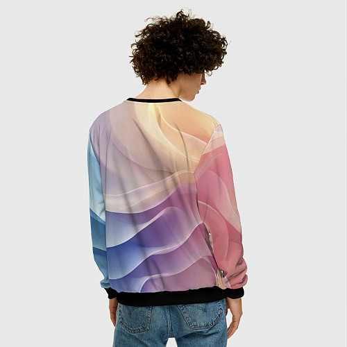 Мужской свитшот Текстура с градиентом волны / 3D-Черный – фото 4