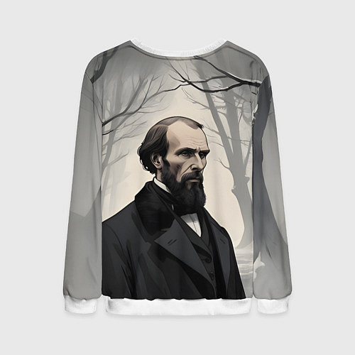 Мужской свитшот Достоевский зимняя аллея / 3D-Белый – фото 2