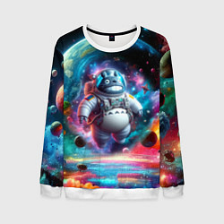 Свитшот мужской Astronaut Totoro in neon space - ai art fantasy, цвет: 3D-белый