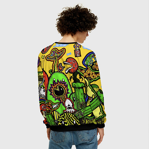 Мужской свитшот Mario краски текстура / 3D-Черный – фото 4