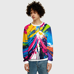 Свитшот мужской Красочная абстракция - экспрессионизм, цвет: 3D-белый — фото 2