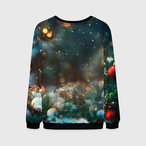 Мужской свитшот Новогодняя змея у елочки / 3D-Черный – фото 2