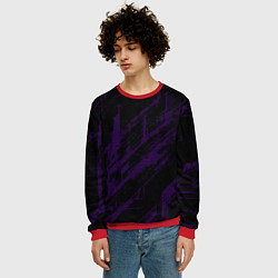 Свитшот мужской Фиолетовые точки на чёрном фоне, цвет: 3D-красный — фото 2