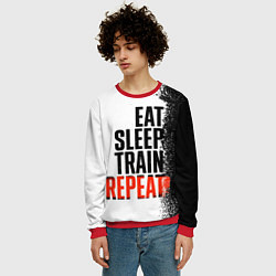 Свитшот мужской Eat sleep train repeat, цвет: 3D-красный — фото 2