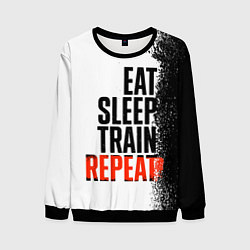 Свитшот мужской Eat sleep train repeat, цвет: 3D-черный