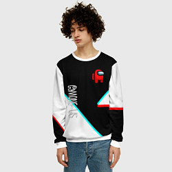 Свитшот мужской Among us geometry steel glitch, цвет: 3D-белый — фото 2
