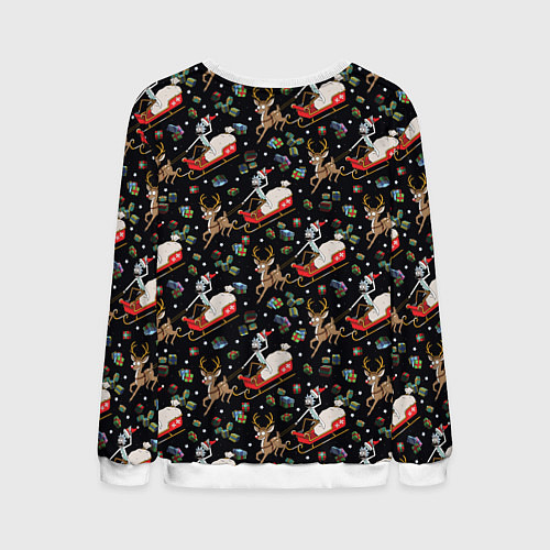 Мужской свитшот Рик и Морти сани с оленем - Christmas / 3D-Белый – фото 2