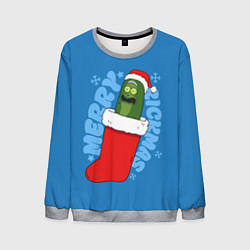 Мужской свитшот Новогодний Рик огурчик - Merry Rickmas