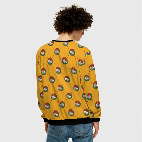 Мужской свитшот Рик и Морти Новый год паттерн / 3D-Черный – фото 4