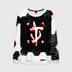 Свитшот мужской Doom hexagon glitch color, цвет: 3D-белый