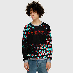 Свитшот мужской Ghost of tsushima japan glitch, цвет: 3D-меланж — фото 2
