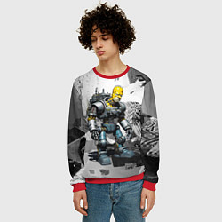 Свитшот мужской Homer Simpson cool cyborg - ai art fantasy, цвет: 3D-красный — фото 2