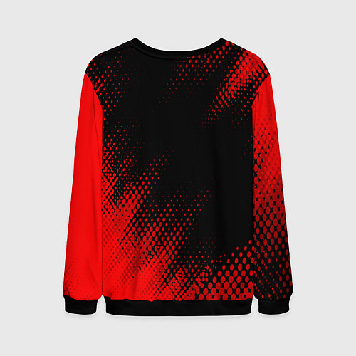 Мужской свитшот Porsche - red gradient вертикально / 3D-Черный – фото 2