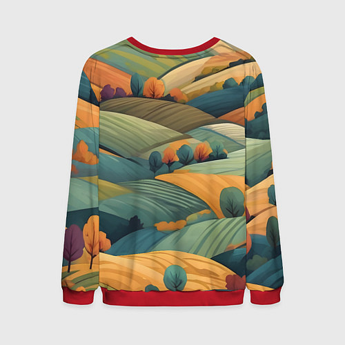 Мужской свитшот Луга поля / 3D-Красный – фото 2