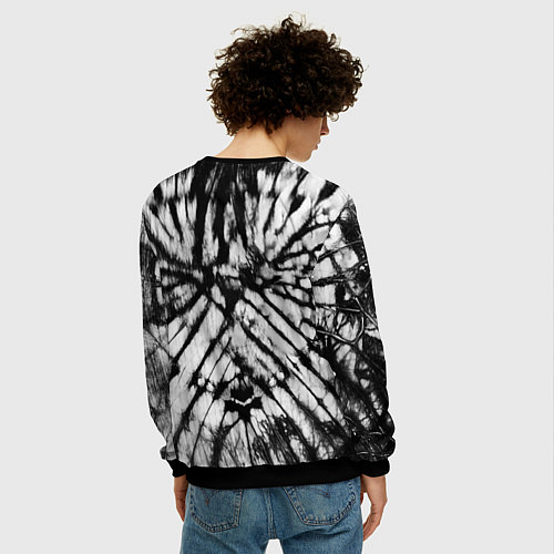 Мужской свитшот Абстрактное сердце - черно-белый тай-дай / 3D-Черный – фото 4