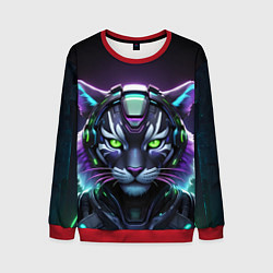 Свитшот мужской Неоновый кибертигр, цвет: 3D-красный