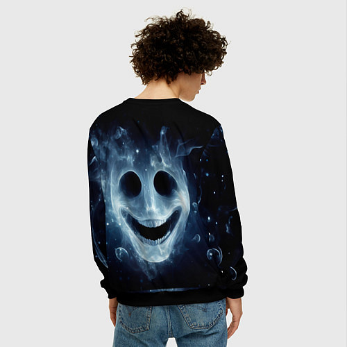 Мужской свитшот Нейросеть - улыбка привидения / 3D-Черный – фото 4