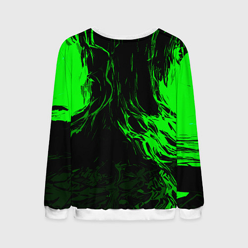 Мужской свитшот Зелёная энергия на чёрном фоне / 3D-Белый – фото 2