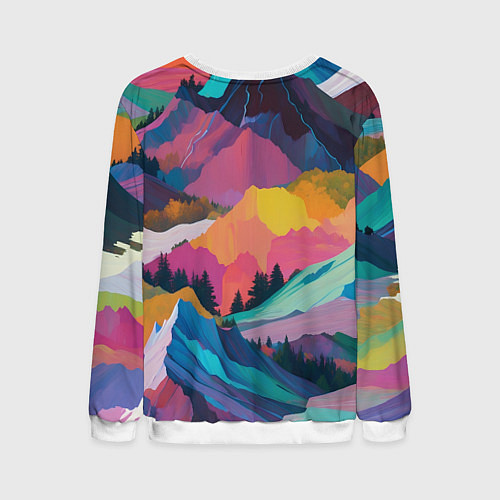 Мужской свитшот Красочные горы / 3D-Белый – фото 2