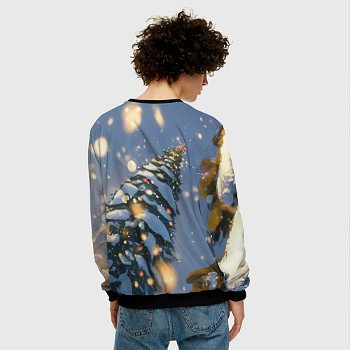 Мужской свитшот Новогодний человек-паук / 3D-Черный – фото 4