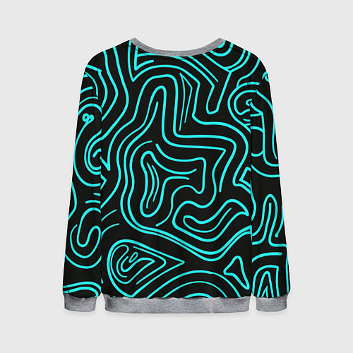 Мужской свитшот Абстракция из бирюзовых полос / 3D-Меланж – фото 2