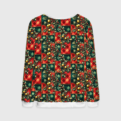 Мужской свитшот Остролистный падуб и золотые шары / 3D-Белый – фото 2