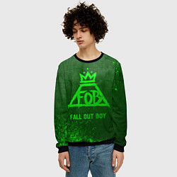 Свитшот мужской Fall Out Boy - green gradient, цвет: 3D-черный — фото 2