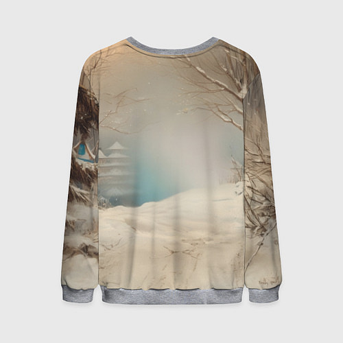 Мужской свитшот Зайцы с новогодними подарками / 3D-Меланж – фото 2