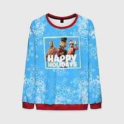 Мужской свитшот Happy Holidays - Fortnite Ginger Gunner и Щелкунчи