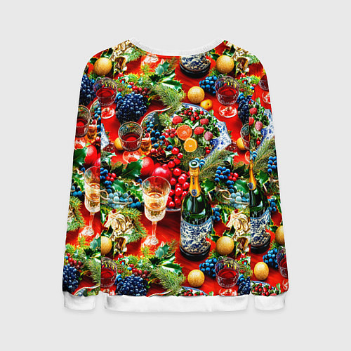 Мужской свитшот Новогодние угощения / 3D-Белый – фото 2
