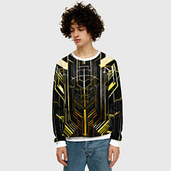 Свитшот мужской Gold lines on a black background, цвет: 3D-белый — фото 2