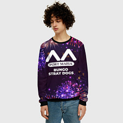 Свитшот мужской Праздничный Bungo Stray Dogs, цвет: 3D-черный — фото 2