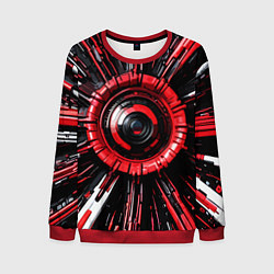 Свитшот мужской Чёрно-красная сфера киберпанк, цвет: 3D-красный