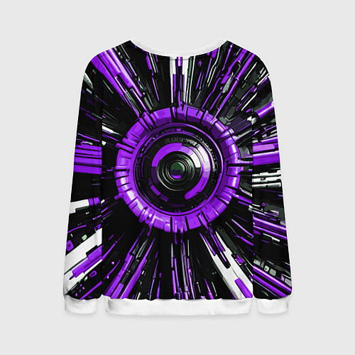 Мужской свитшот Чёрно-фиолетовая сфера киберпанк / 3D-Белый – фото 2