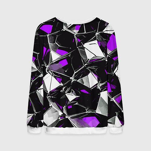Мужской свитшот Фиолетово-белый паттерн на чёрном фоне / 3D-Белый – фото 2